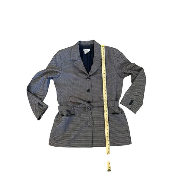 Vintage 90s Talbots 100% Wool Houndstooth Blazer Size 14 MadeinUSA DarkAcademia - Picture 6 of 7